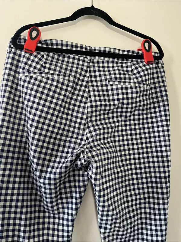 Old Navy Blue White Gingham Check Pixie Ankle Skinny Trouser Pants 16 Preppy - Image 6