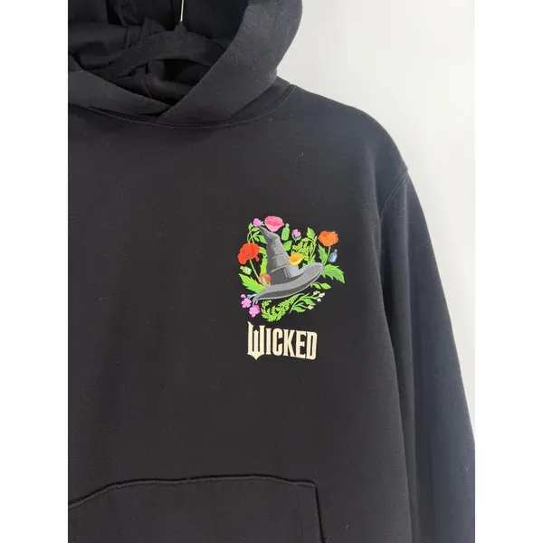 Old Navy Wicked‎ Hoodie Women M Black Floral I Feel Wicked Graphic Whimsigoth - Image 6