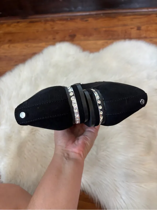 Jones New York Black Pointed Toe Flats with Rhinestone Chain Accent - Image 5