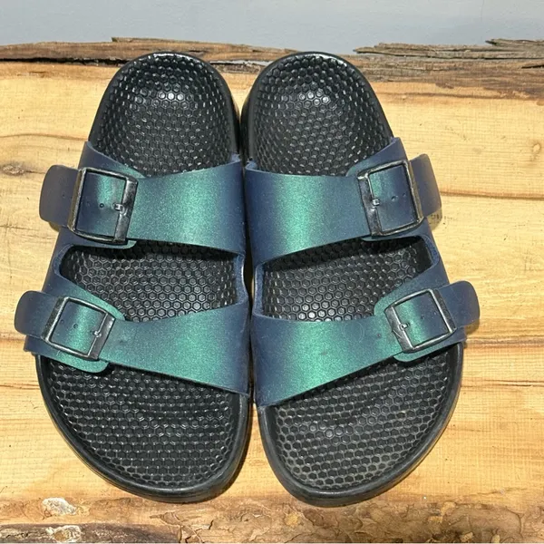 Birkenstock‎ Metallic Green Size 7 A48 - Image 4