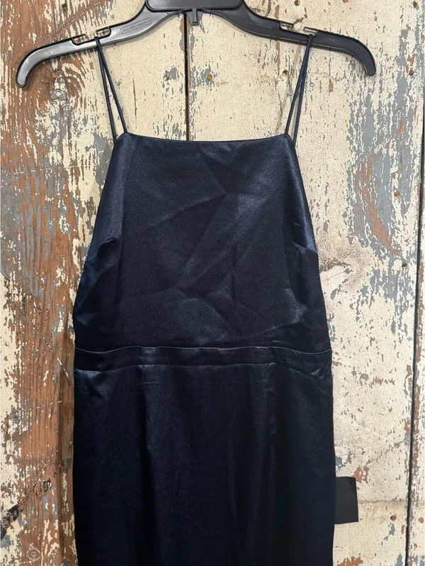 NWT Lulu's Kaisley navy Blue Satin Backless Midi Dress Medium - Image 5