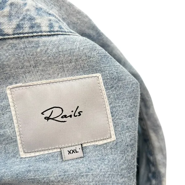 Rails Adele Shirt Dress Long Sleeve Light Acid‎ Wash Denim Blue Size XXL - Image 12