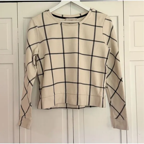 Loft windowpane crewneck crop sweater M - Image 3