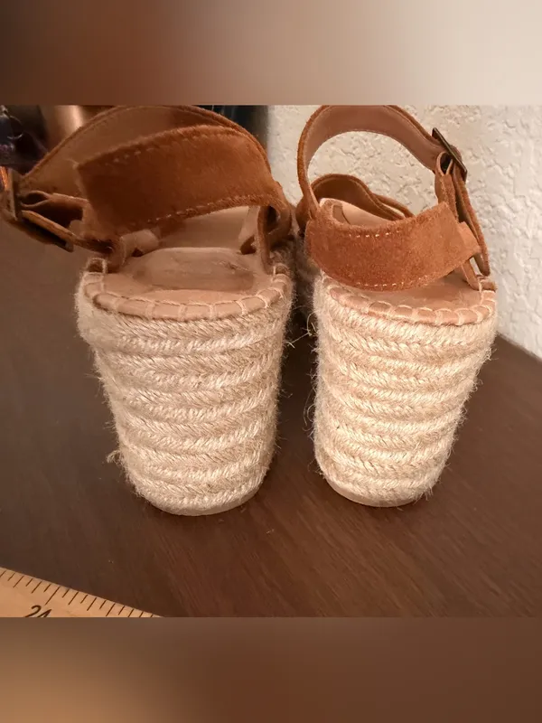 Soludos Womens Como Platform Wedge Sandals Brown suede size 6 preowned - Image 11