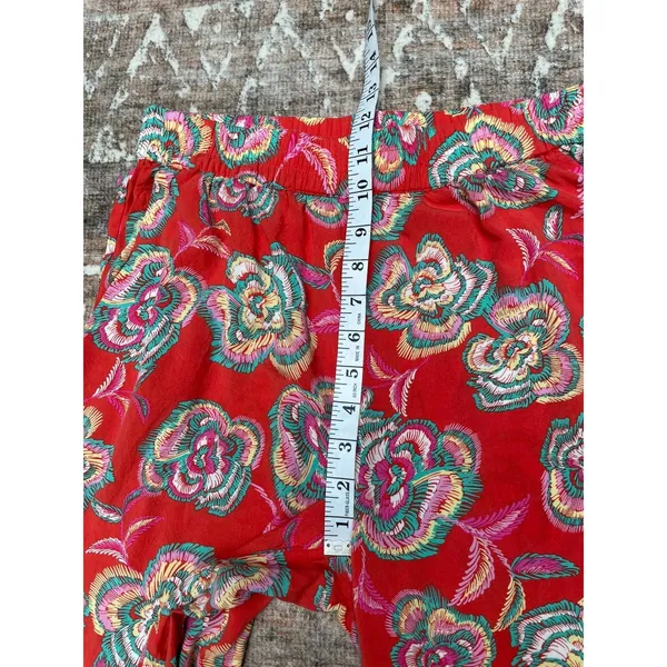 Resort Boho Floral Wide Leg Pants Z Supply Dante Tango Red Cruise Rayon M - Image 11
