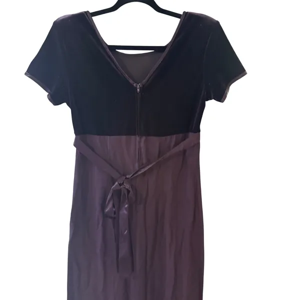 Be Smart Vintage 90s Purple Velvet Empire Maxi Dress 5/6 Whimsigoth Vamp Grunge‎ - Image 6
