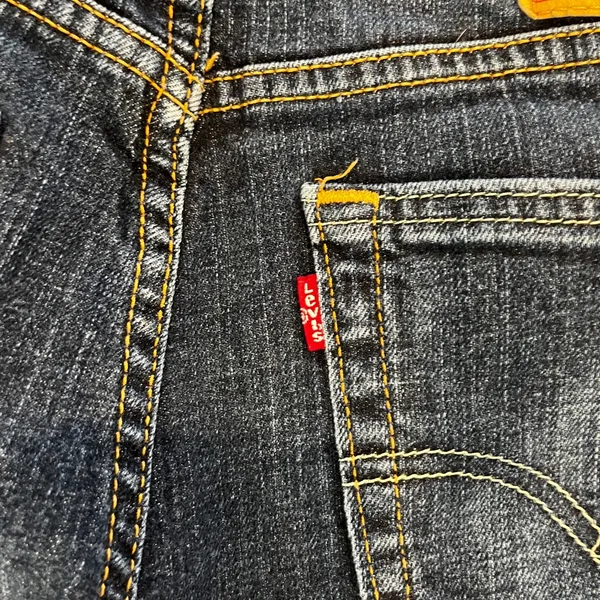 Levis 541 Vintage Womens Low Flare Blue Denim Stretch Jeans Raw Hem Sz 8 31 x 32 - Image 6