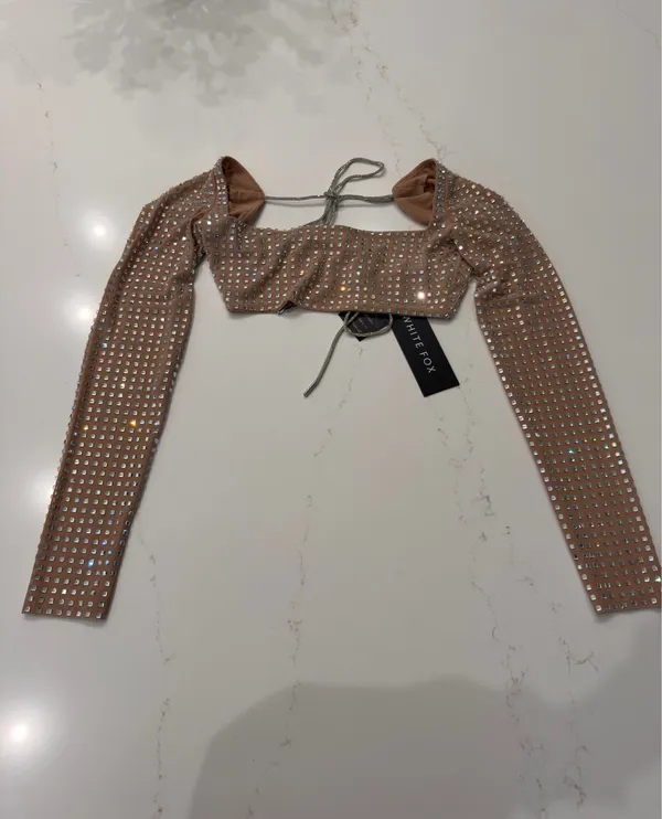 White Fox Good Vibes Only Embellished Long Sleeve Top - Image 2