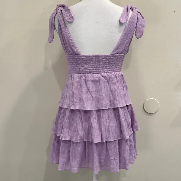 Lovers and Friends Brielle Mini‎ Dress Lavender Purple Tiered Ruffle Revolve S - Image 4