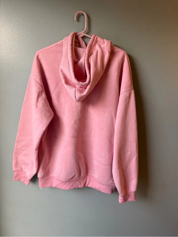 Cute Pink Panda Pocket Hoodie Oversized Cozy Kawaii Sweatshirt Size XL - Image 4
