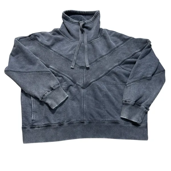 FP Movement by Free People Ivy League Washed Gray Black Pullover Medium Sweater - Image 2