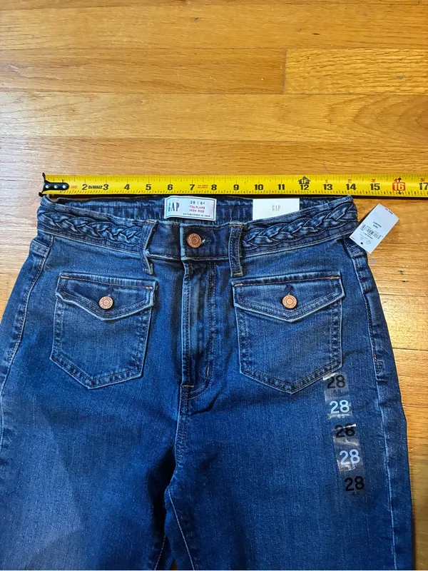 Gap 70's Flare High Rise Denim Stretch Blue Jeans Women's 28 6 Short NWT - Image 11