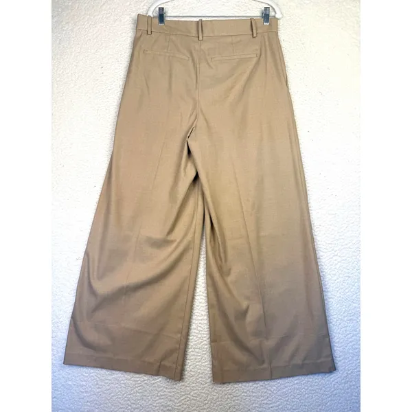 Madewell Pants Womens 8 Beige‎ Pleated Wide Leg High Rise Dress Twill Workwear - Image 2