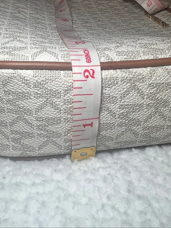 Michael Kors East West Logo Crossbody in Vanilla and Brown Trim - Image 13