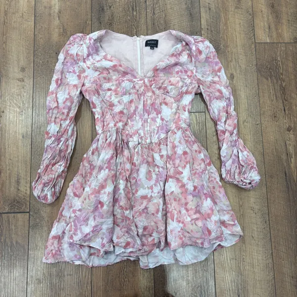 Bardot Lila Eyelet Corset Long Sleeve Minidress in Pink Garden Women's Small / 4 - Image 2