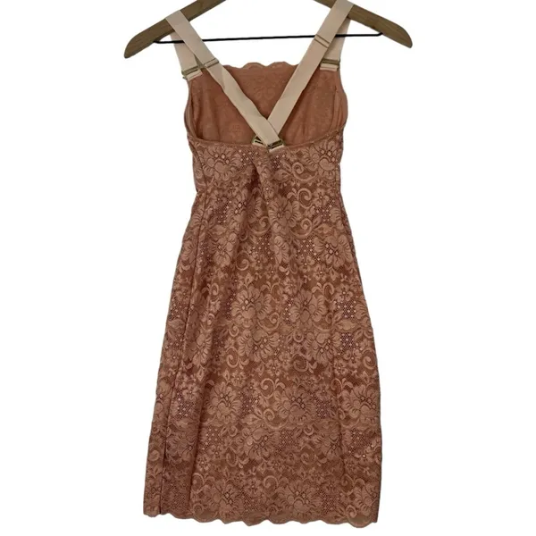 We Are‎ HAH Tight Squeeze Bodycon Mini Dress Copper Rose Lace Lined Size XS NEW - Image 6