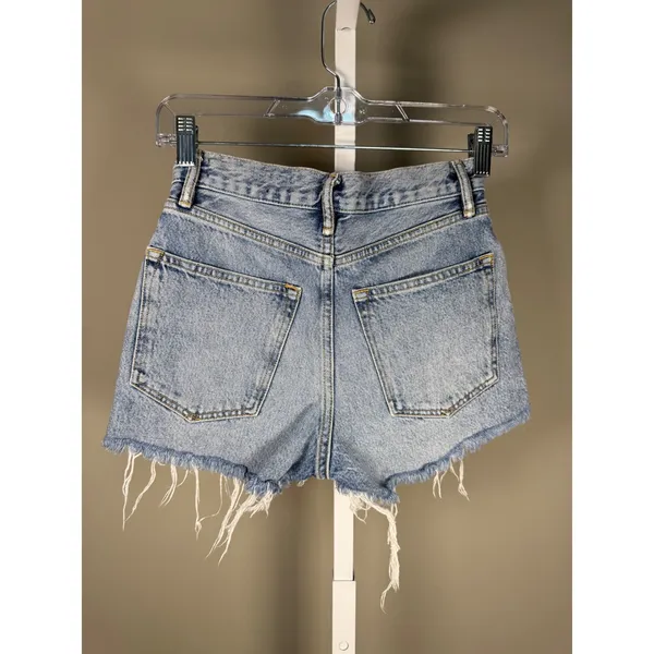 AllSaints Denim Shorts Raw Hem High Rise Festival Boho Summer Size‎ 25 - Image 3