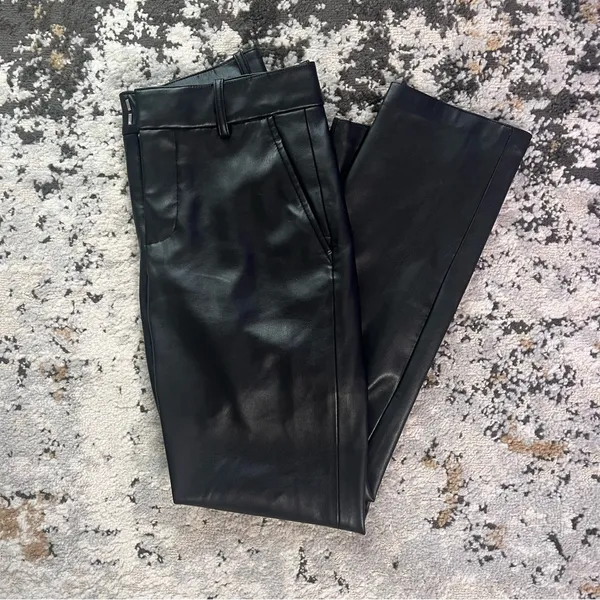 Zara Black Leather Pants - Image 2