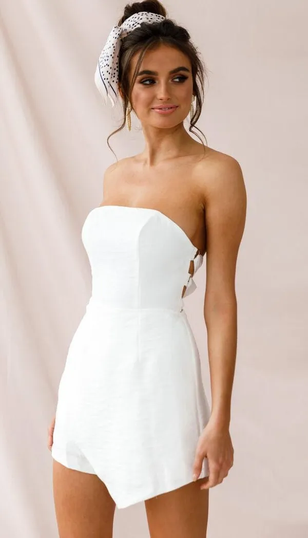 Selfie Leslie White Strapless Romper - Image 3