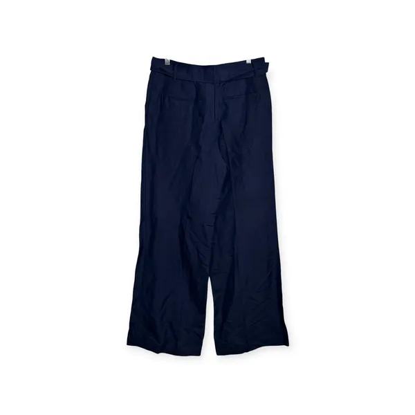 Ann Taylor Navy Blue Linen Blend Wide Leg Belted Trousers Pants 826676 Sz 4 NEW - Image 3