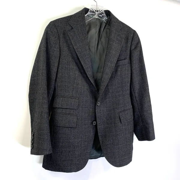 Polo Ralph Lauren Plaid Blazer Vintage Wool Gray USA Made - Image 9