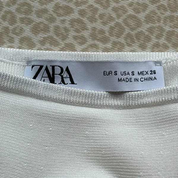 Zara White Tiered Square Neck Cropped Sweater Top - Image 3