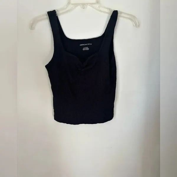 American Eagle Outfitters Ribbed Ruched Tank Top Black Size XL - Image 10
