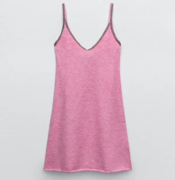 ZARA Wool Alpaca Beaded Strappy Dress Size M - Image 3