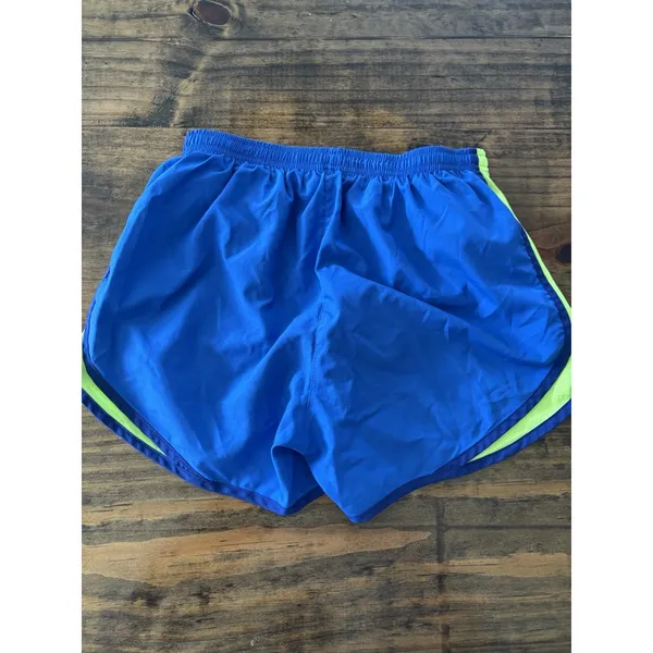 Nike Dri-Fit Lined Athletic Shorts Womens SMALL Stretchy Drawstring Blue Green - Image 4