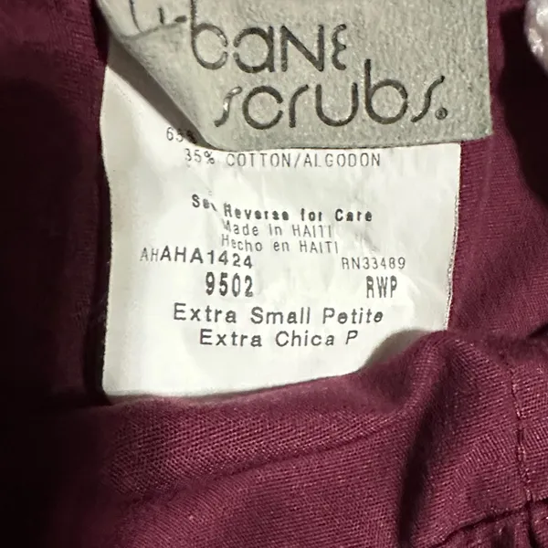 Urbane Straight-Leg Scrub Set in Burgundy with Blue Trim - Image 2
