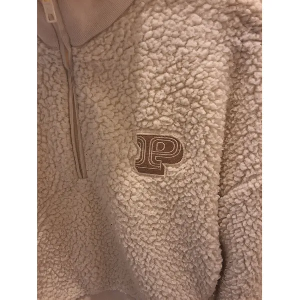 Victoria's Secret PINK Size M Cream/Ivory Sherpa 1/4 Zip Fleece Pullover - Image 4