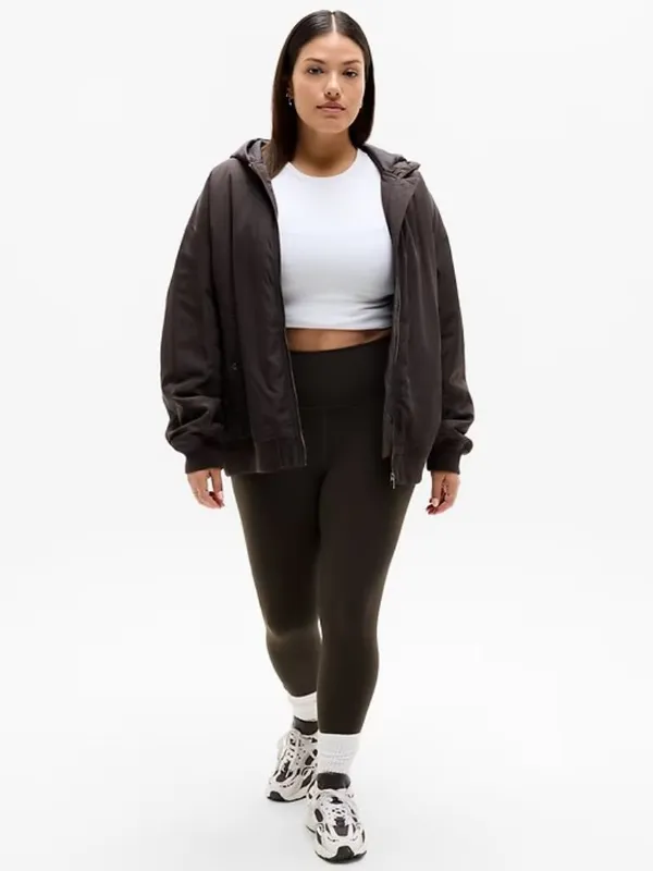 New Athleta S Upfield Bomber Jacket Truffle Brown Small Regular - Image 4