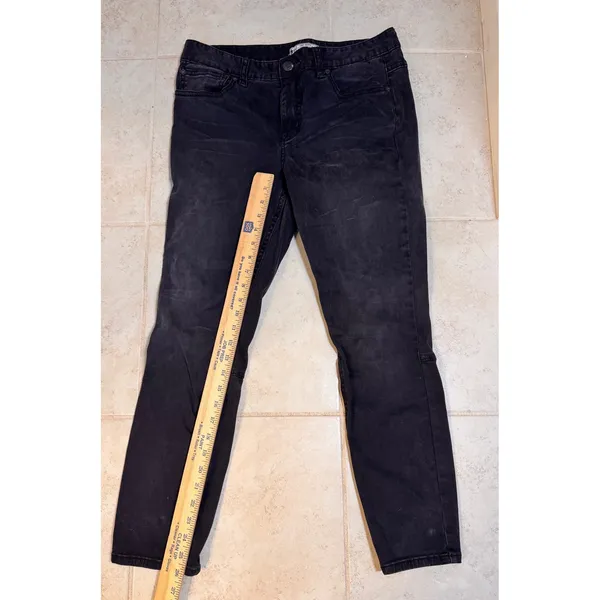 Free‎ People Black Straight Leg Jeans W30 Moto Ankle Zip Stretch Denim - Image 3