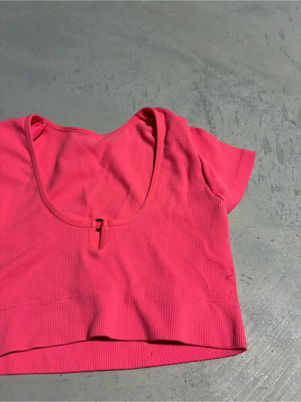 Aerie coral Scoop Neck Crop Top small - Image 5