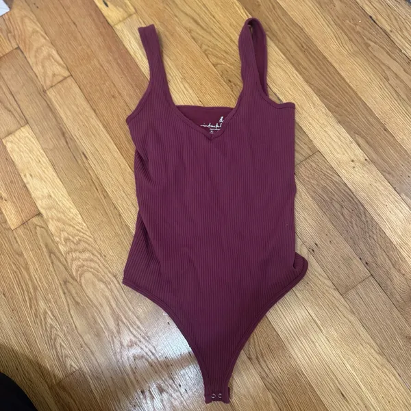 Free People Size M/L Ribbed Bodysuit Plum Wine Intimately Free medium / large - Image 2