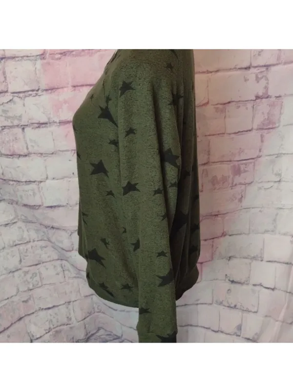 Buffalo DAVID BITTON - green star long sleeve top size medium - Image 2