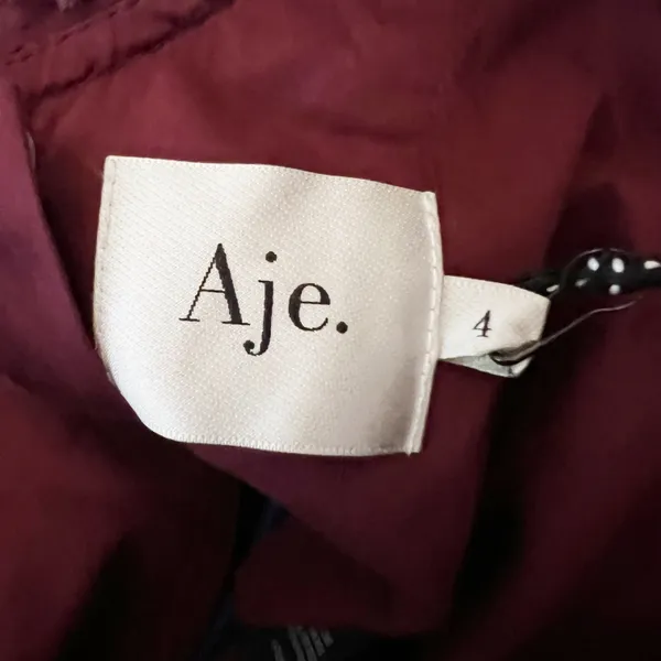 NEW Aje. Sylvia Cotton Poplin Puff Short Sleeve Corset Crop Top Chestnut Red 0 - Image 2