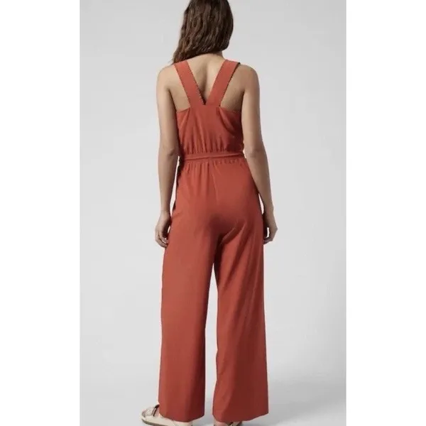 Athleta Savannah Jumpsuit Romper 4 Wide Leg Casual Current Red - Image 4