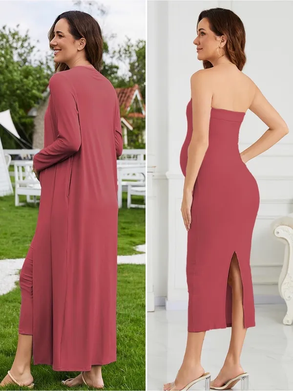 Strapless Maternity Dress with Matching Duster - Image 3