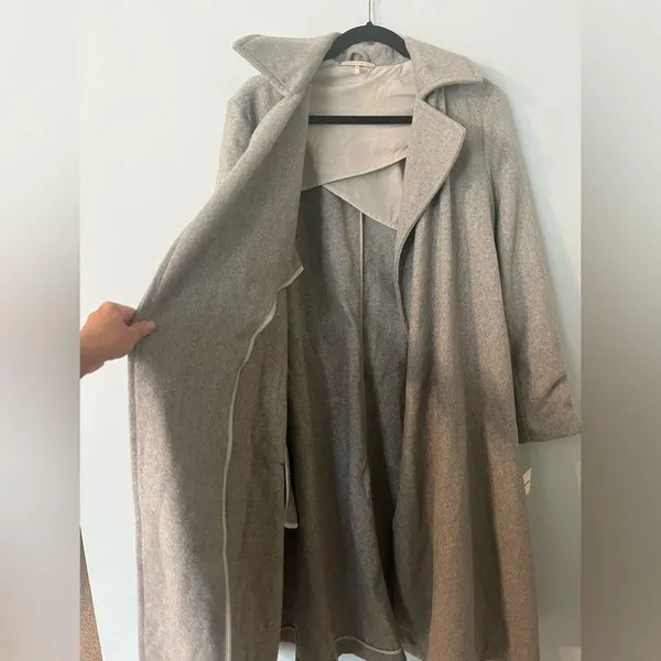 Free People Sierra Coat Wool Blend Wrap Jacket Gray Oversized Collar Size XS NWT - Image 7