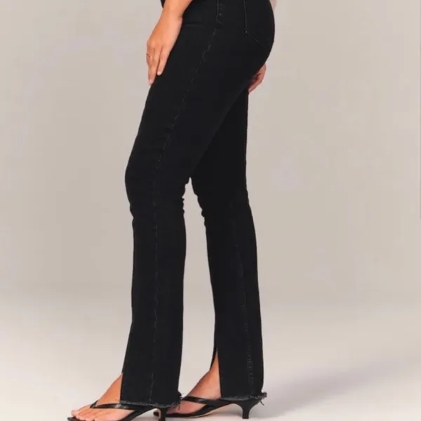 Abercrombie Skinny High Rise Split Hem Black 27/4 Curve Love - Image 4