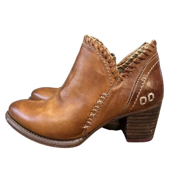 Bed‎ Stu Cobbler Carla Brown Leather Booties Womens 6.5 Ankle Boots Side Zipper - Image 3