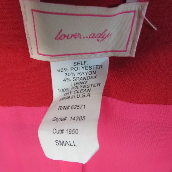 Love Ady Red Cropped Blazer Jacket Hot Pink Lining Size Small S NWOT - Image 4