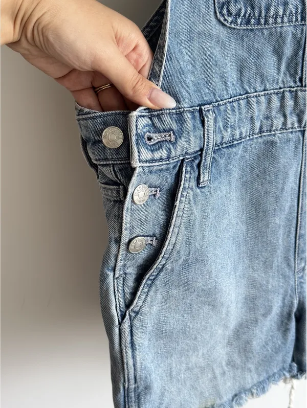 Madewell Adirondack Short Denim Overalls Benham Wash Size Small - Image 6