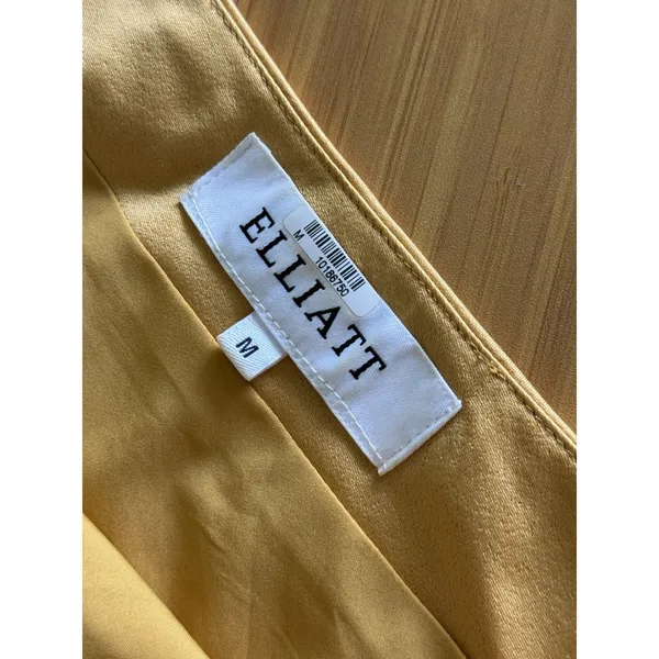 Elliatt Cassini One Shoulder Dress Size Medium Yellow Turmeric Draped Midi Satin - Image 6