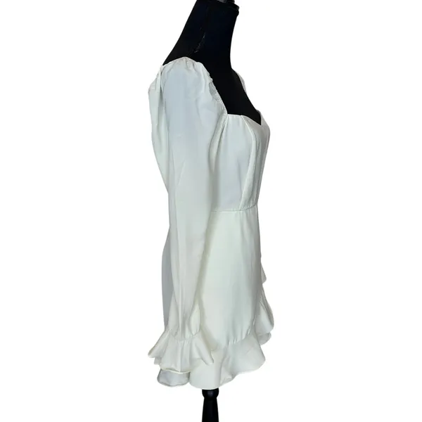 Revolve White Mini Wrap Dress MEDIUM Romantic Ruffle Bridal More to Come $84 NEW - Image 6