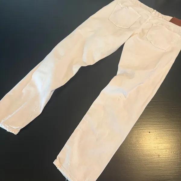 Zara Woman Premium Denim Distressed Slim‎ Jeans Blush Pink Raw Hem USA 6 EUR 38 - Image 4
