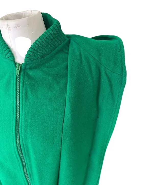 Vintage Authentic MacKintosh Vestcoat Navy Blue Green Button Wool Coat Hooded 14 - Image 3