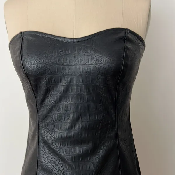 Free People Feel the Vibe Faux Leather Strapless Bodycon Slip Dress Size Small - Image 8