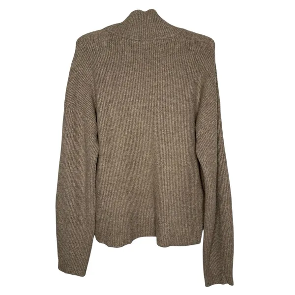 Abercrombie & Fitch Sweater Womens Medium Beige Wool Mock Neck Pullover Boxy Cut - Image 3